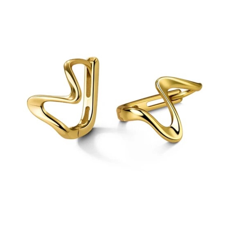 925 Sterling Silver Fashion Unique Wave Curve Hoop Earrings